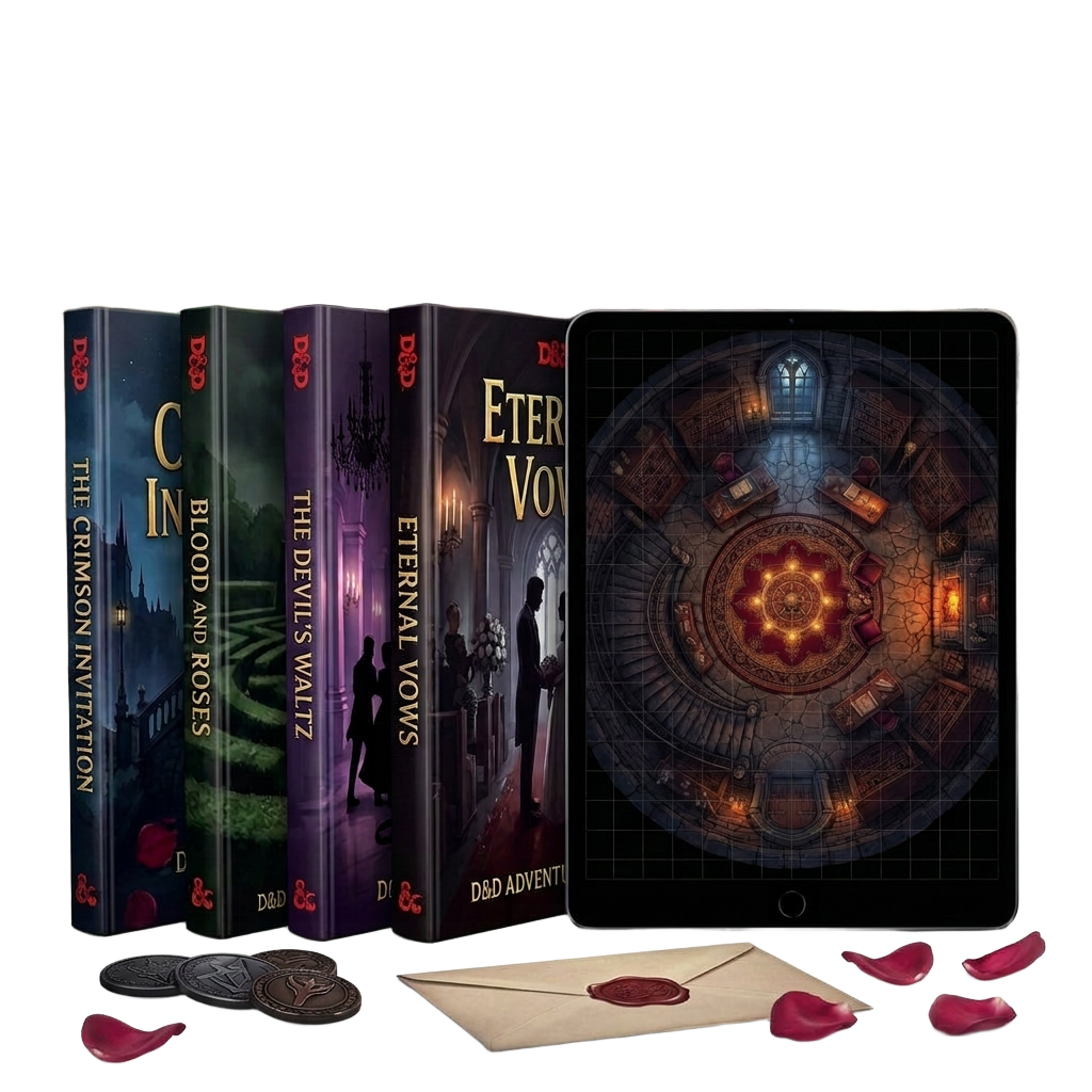 The Duskhollow Chronicles — complete D&D date night bundle mockup